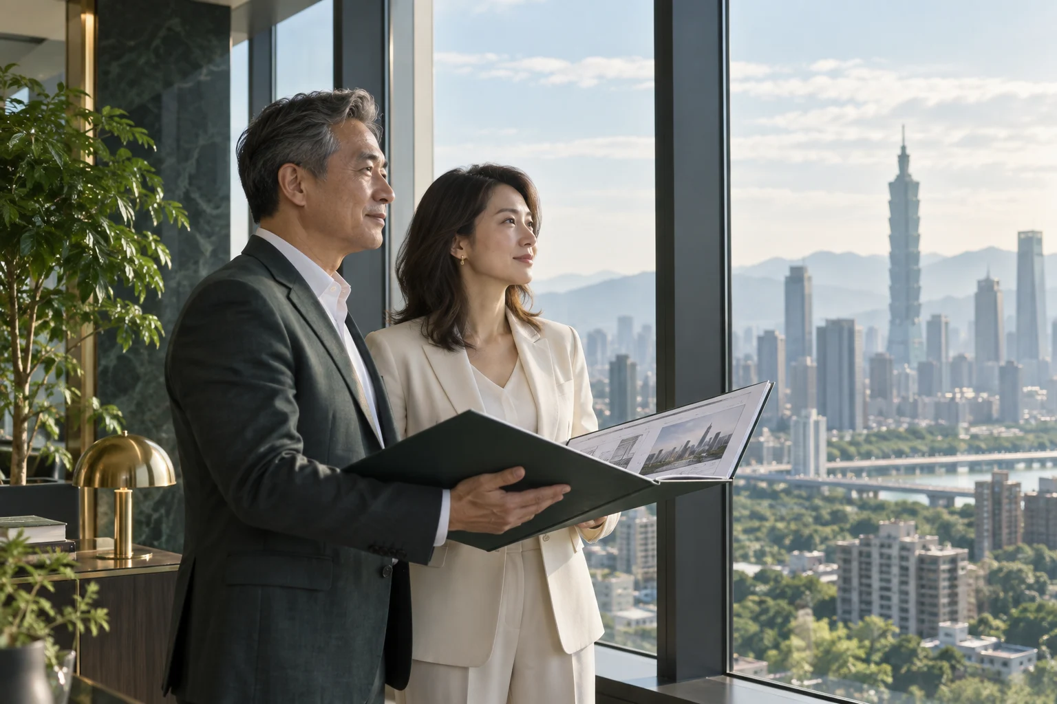 領導者規劃企業長期願景（AI 情境示意）